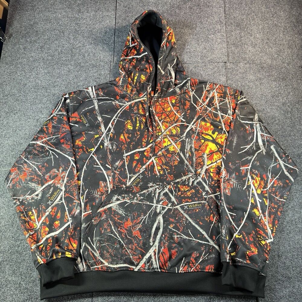 Moonshine Wildfire Camouflage Hoodie Mens 2XL Blaze Orange Black Hunting Camo